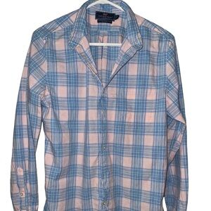 Vineyard Vines Men's Casual Blue and Pink Check Shirt